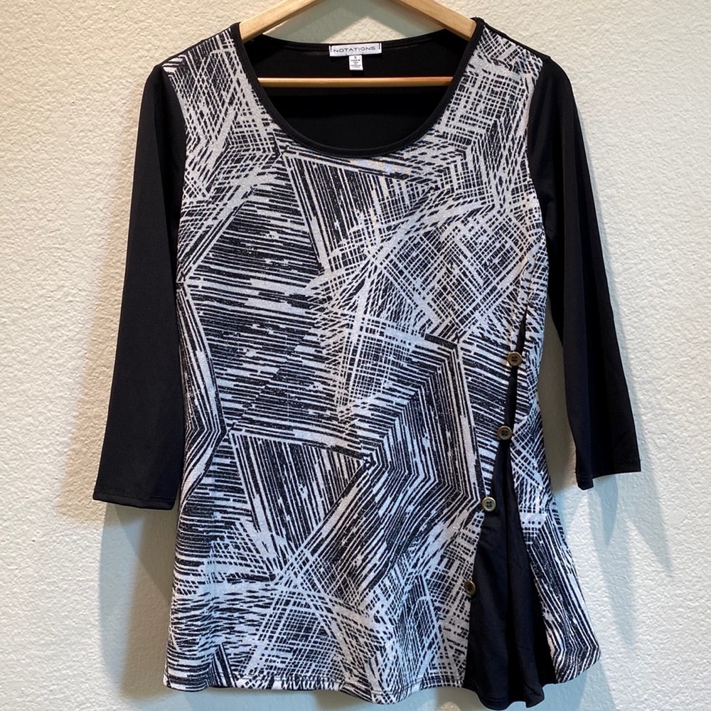 Notations- 3/4 Sleeve Shimmer Blouse (S) EUC